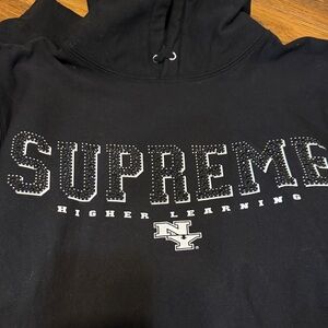 Supreme Black Hoodie with Studded Lettering